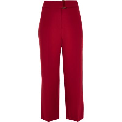 Dark red soft cropped trousers